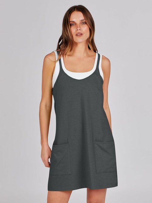 ANRABESS Women Athletic Dress Summer Tennis Workout Active Sports Mini Romper Dress Built in Shorts Travel Vacation Clothes