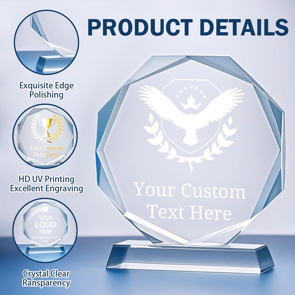 Personalized Crystal Trophy Award | Engraved Plaques for Employee Appreciation & Retirement Gifts