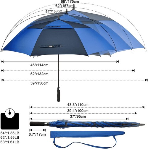 G4Free Golf Umbrella - Oversized 68-Inch Double Canopy, Windproof & Waterproof Design