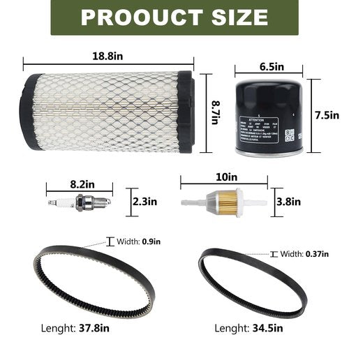 RARAYC Golf Cart Tune Up Kit Compatible with Club Car Precedent 2004-Up (FE350 Kawasaki Motor) Includes Air/Oil/Fuel Filters NGK Spark Plug Drive & Starter Belts