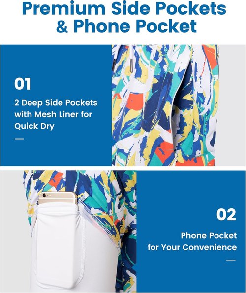 Maamgic Men's Swim Trunks - 2 in 1 7-Inch Board Shorts for Ultimate Comfort & Style