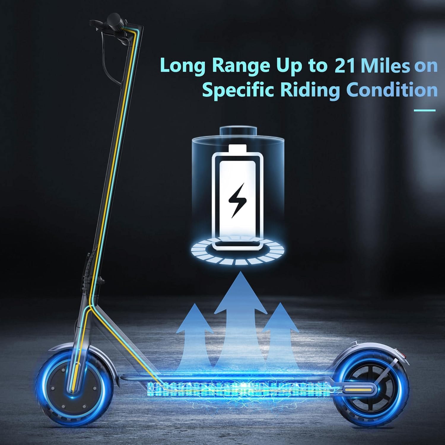 VOLPAM Electric Scooter - 350W Motor, 19 MPH Speed, 21 Miles Range, Portable Design with Smart App & Double Braking System