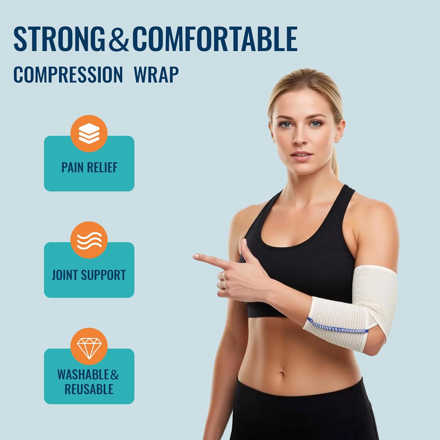 Premium Elastic Bandage Wrap - 4 Inch Compression Support for Legs, Ankle, Knee & Foot - 2 Pack, Latex-Free