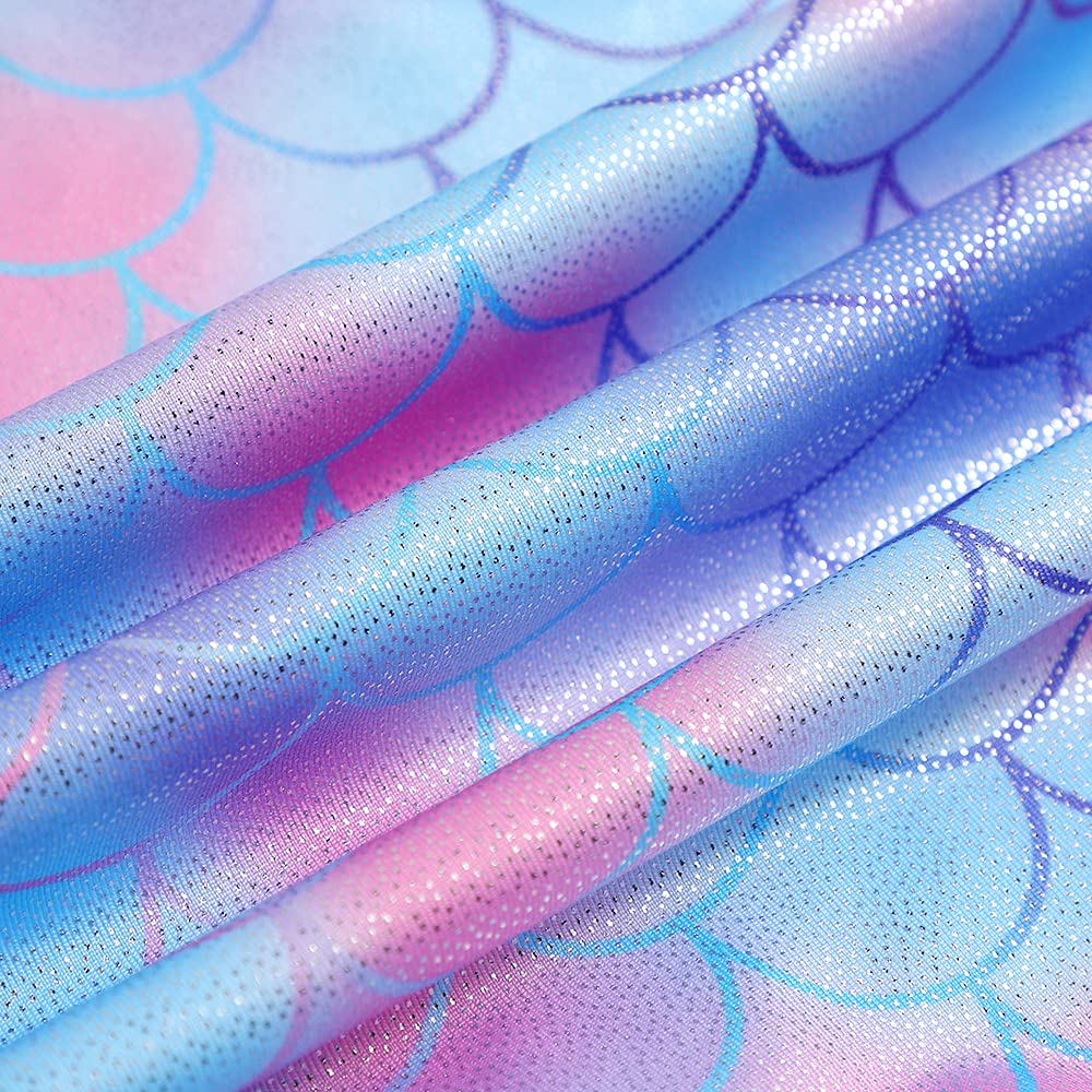 Belovance Leotards for Girls Gymnastics Dance Outfit size 7 8 Toddler Kid Athletic Dance Wear Shiny Pink Blue Mermaid Biketard (Pink Blue Mermaid, 9-10 Years)