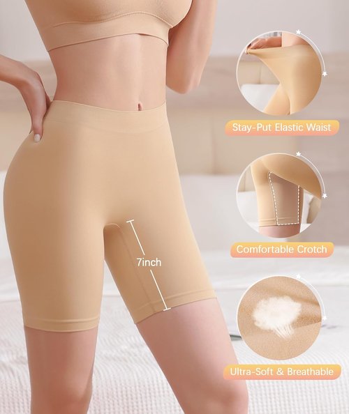 BESTENA Slip Shorts - Seamless Smooth Under Dress Yoga & Workout Bike Shorts for Women