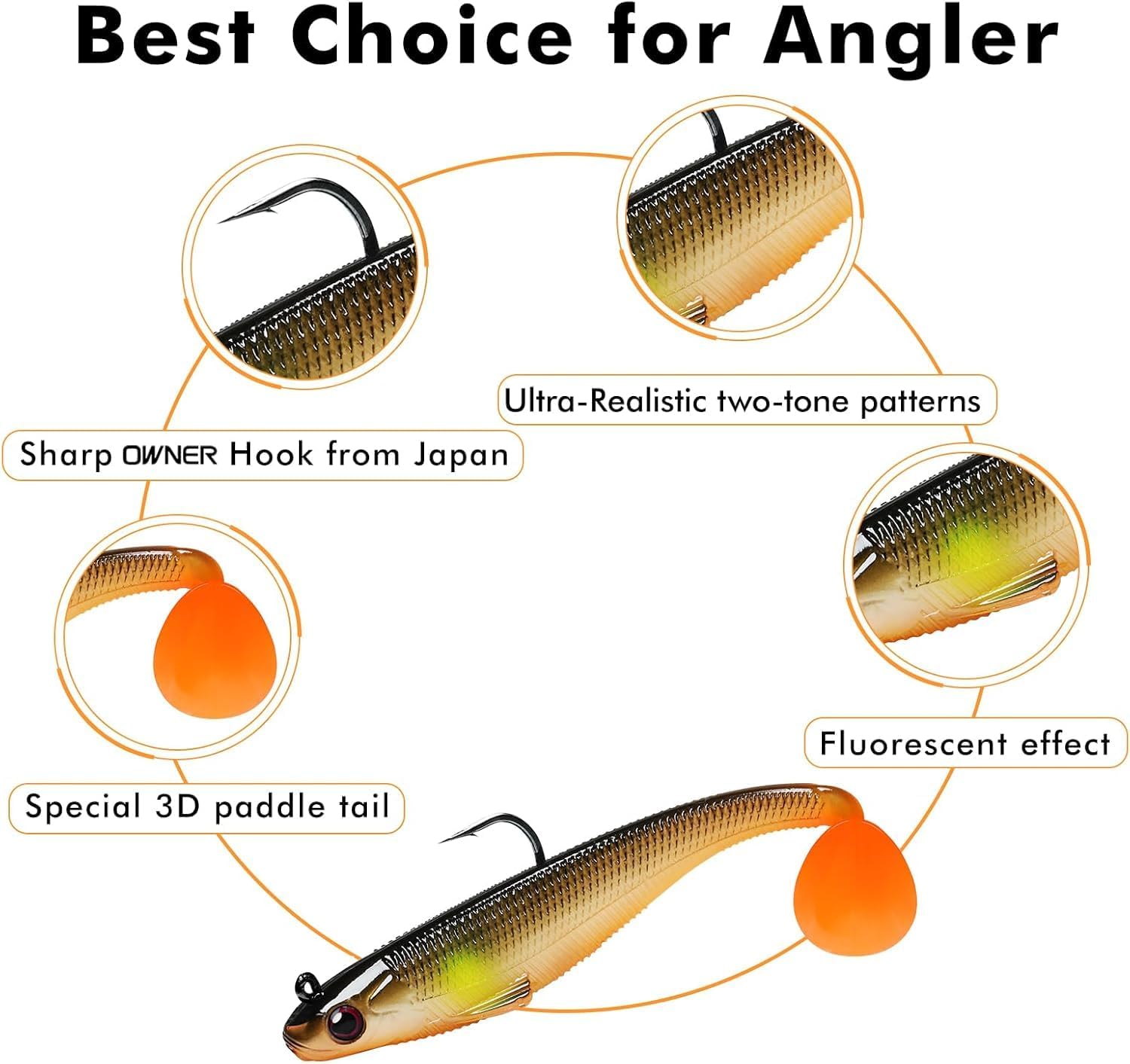 TRUSCEND Soft Fishing Lures - Pre-Rigged Swimbaits with Spinner for All Fish Species | Must-Have Tackle Box Bait