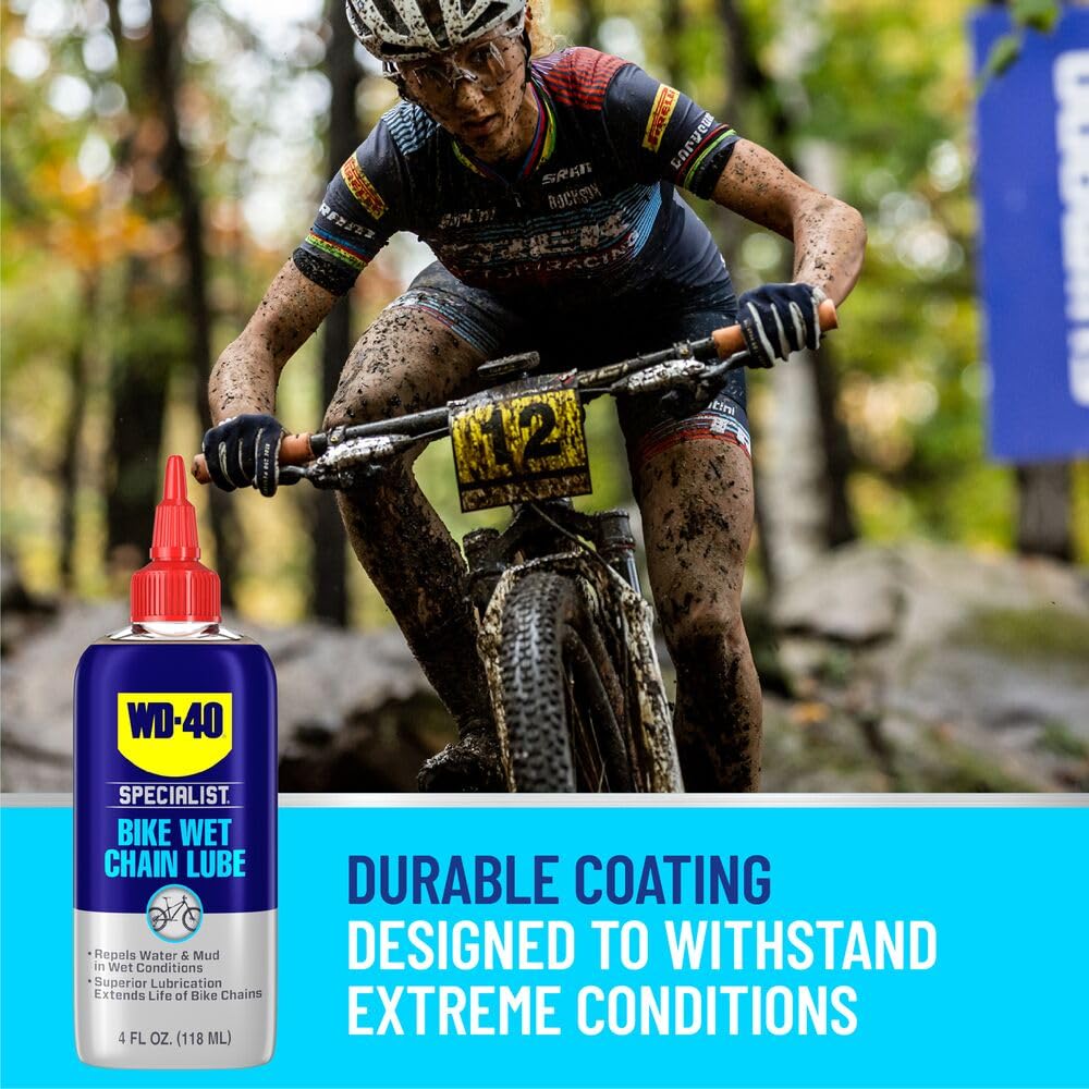 WD-40 Specialist Bike Wet Chain Lube - 4 OZ | Superior Lubrication for Smooth Riding