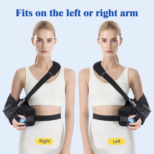 ComfortLife Arm Sling Shoulder Immobilizer for Rotator Cuff Pain Relief, Surgery & Broken Arm - Shoulder Abduction Pillow for Injury Support - Brace Includes Pockets-Foam Stress Ball and Wedge