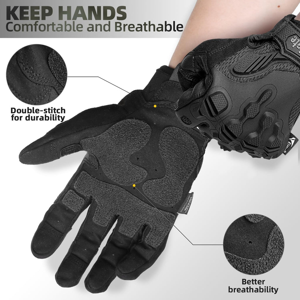 ZUNE LOTOO Tactical Touchscreen Gloves - Kevlar-Lined & TPR Impact Protection for Men | Black/Red/Green/Tan