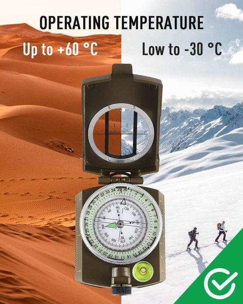 Eyeskey Tactical Survival Compass - Waterproof & Impact Resistant Lensatic Sighting | Includes Lanyard & Pouch