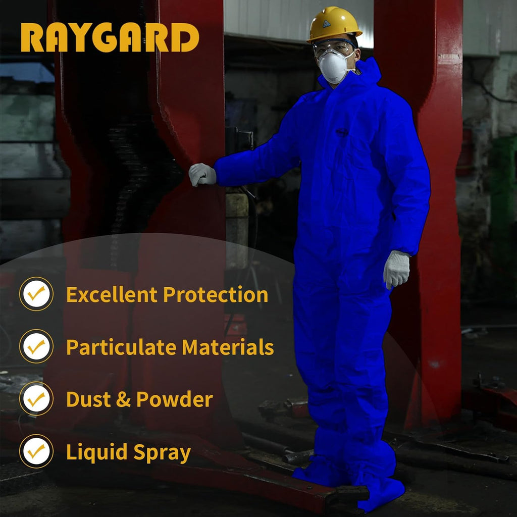 SMS Hazmat Suit by [Brand Name] - Full Body Protective Coverall with Hood & Elastic Wrists for Mechanics