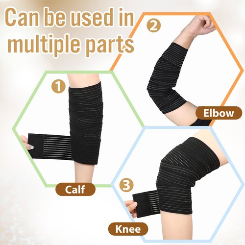 Yuanan 4 PCS Thigh Compression Sleeve, Hamstring Compression Wrap Adjustable Thigh Compressions Wrap Versatile Elastic Knee Wraps for Pain Relief Thighs Compressions Braces for Man and Woman(Black)