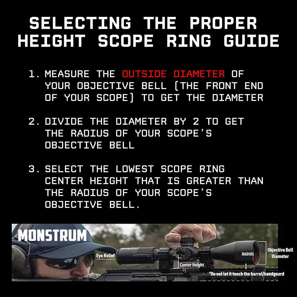 Monstrum Next Level Scope Rings with Integrated Level Bubble | 30 mm Diameter | Picatinny | Medium Profile