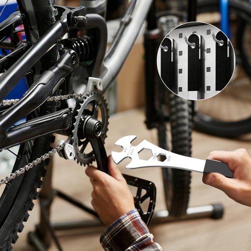 Professional Bike Pedal Wrench, Cr-V Steel + Ni-Cr Plating Super Hard Bicycle Pedal Removal Tool, 13in/33cm Extra Long Handle Bicycle Pedal Wrench with Rubber Grip for Road Mountain Bikes