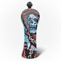 Golf Club Head Covers,1pc Skull Skeleton Hybrid Golf Headcovers for Woods, PU Leather with Advanced Embroidery for Most Brands-Black