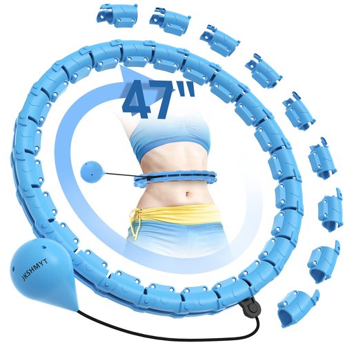 JKSHMYT Weighted Hula Circle Hoops for Adults Weight Loss, Infinity Fitness Hoop Plus Size 47 Inch, 24 Detachable Links, Exercise Hoop Suitable for Women and Beginner