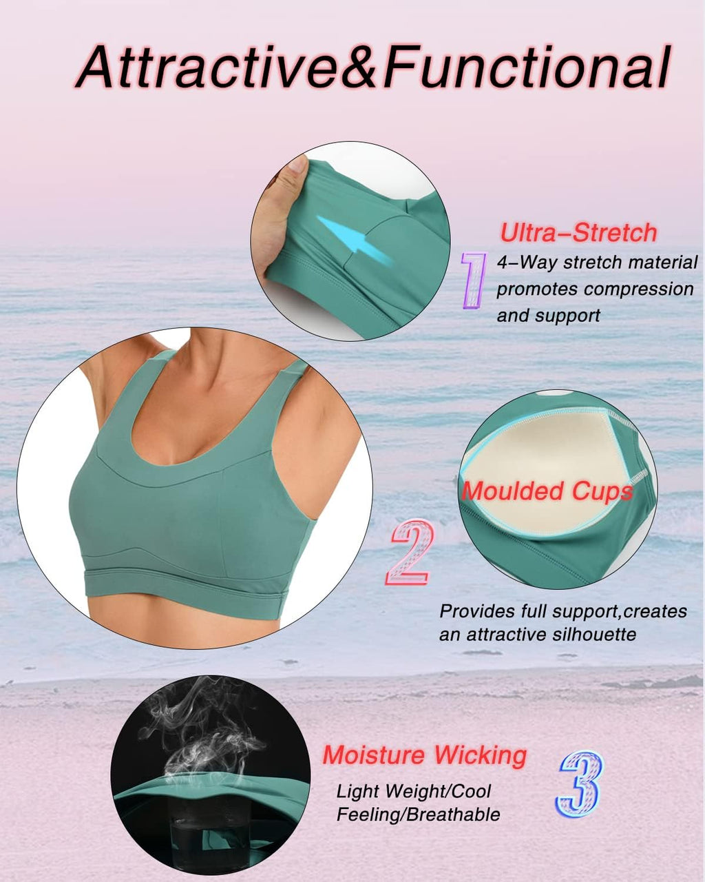 RUNNING GIRL High Impact Sports Bra - Racerback Workout Crop Top for Ultimate Comfort & Support