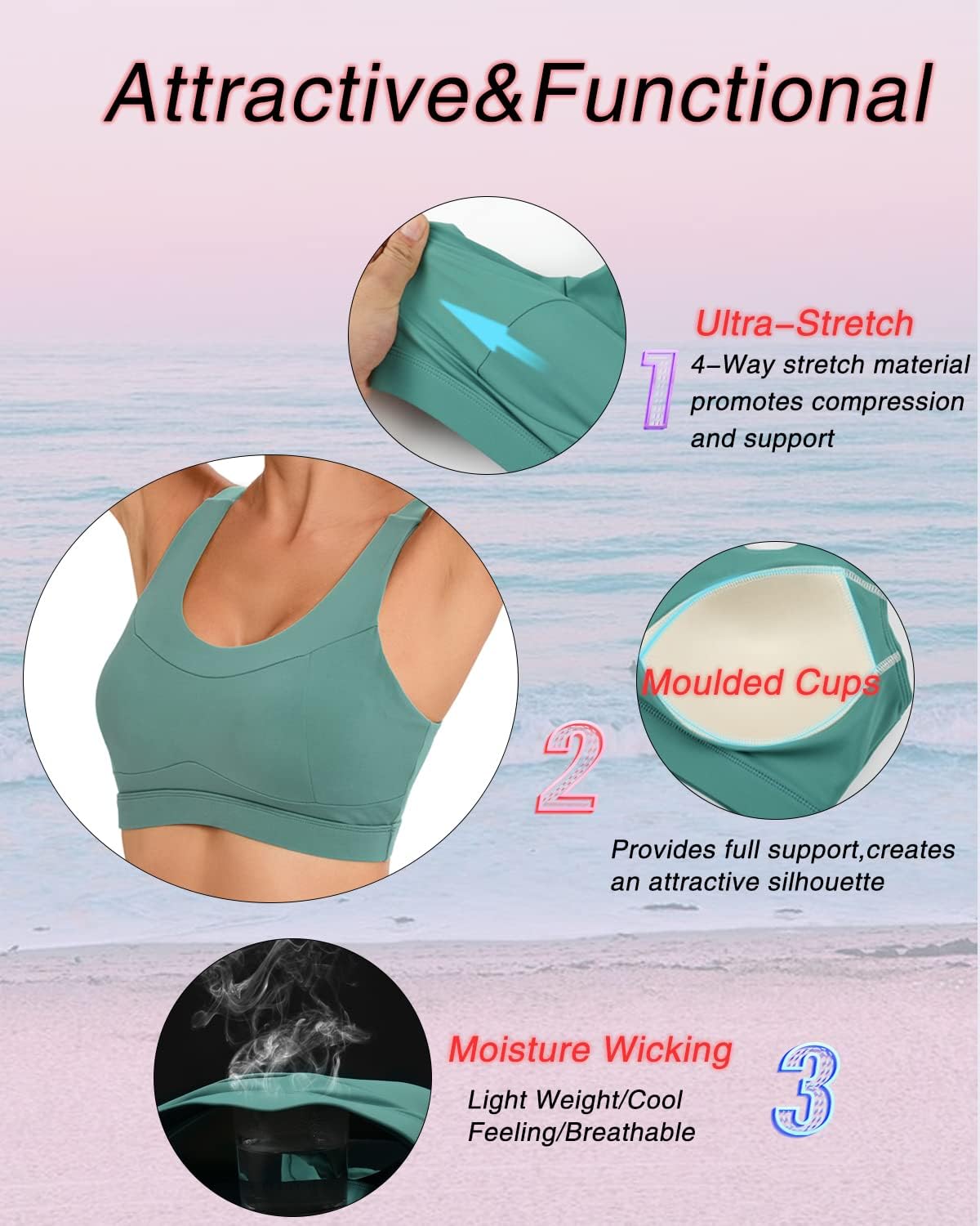 RUNNING GIRL High Impact Sports Bra - Racerback Workout Crop Top for Ultimate Comfort & Support
