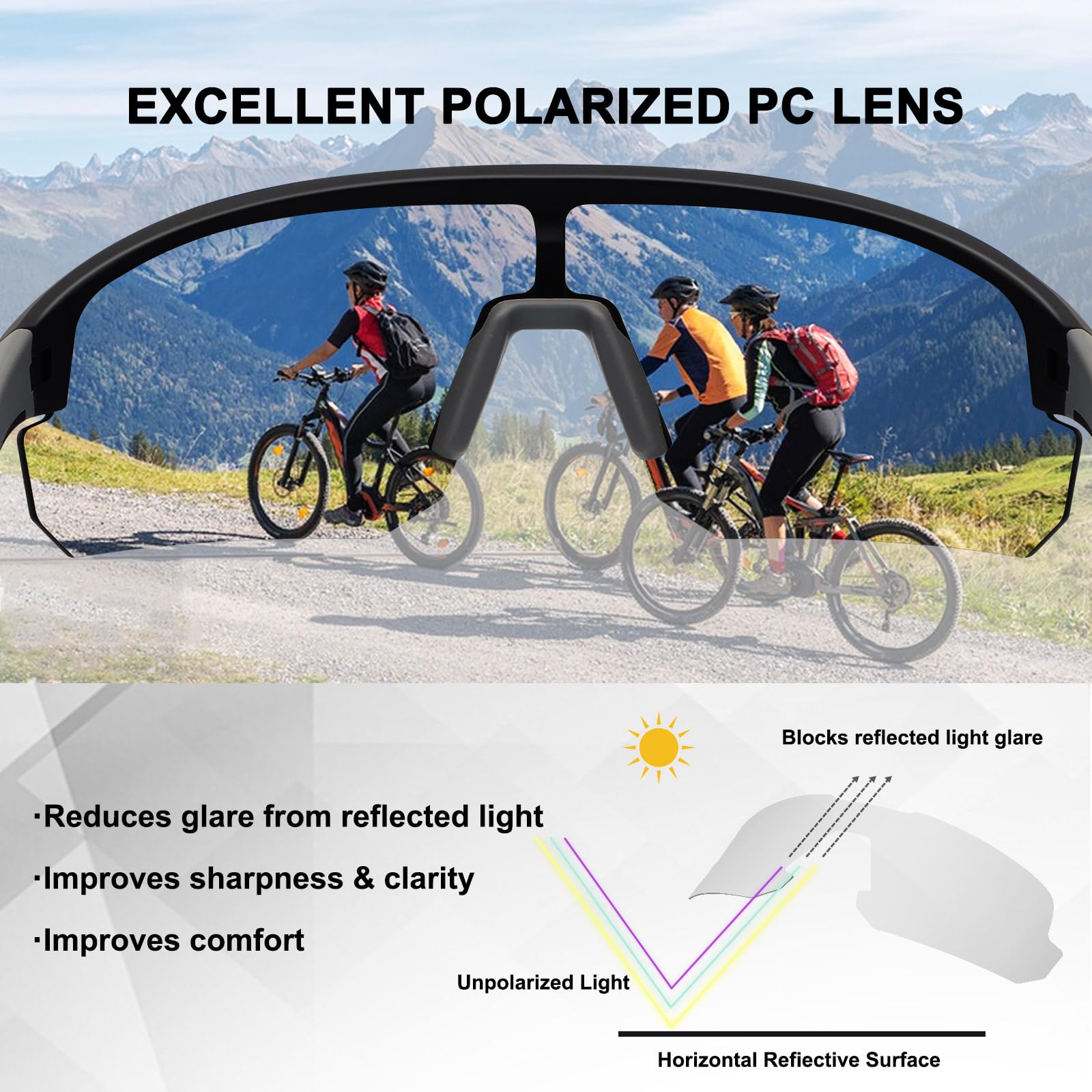 BangLong Lightweight Polarized Sports Sunglasses for Men Women, UV400 Protection Wrap-Around Sunglasses for Running Cycling Baseball Fishing, Gold