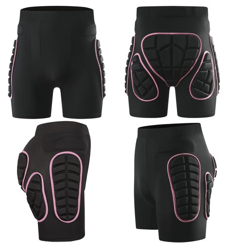 OHMOTOR 3D Padded Protective Shorts Hip Butt EVA Pad Short Pants Heavy Duty Protective Gear Guard Drop Resistance for Ski Skiing Skating Snowboard Cycling (Pink - for Women, M)