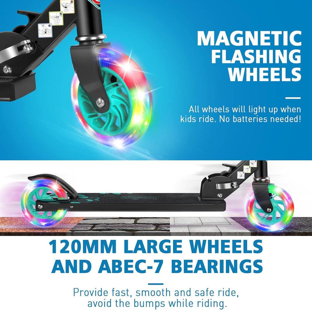 BELEEV V1 Kids Scooter - 2-Wheel Folding Kick Scooter with Light Up Wheels | Adjustable Height for Ages 3-12