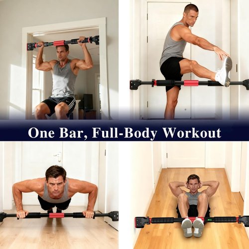 Pull Up Bar for Doorway, Adjustable Chin Up Bar with Smart Lock Mechanism, No Screws Strength Training Equipment for Home Gym Upper Body Workout, Fits Most Door Frames 28.5"- 37"