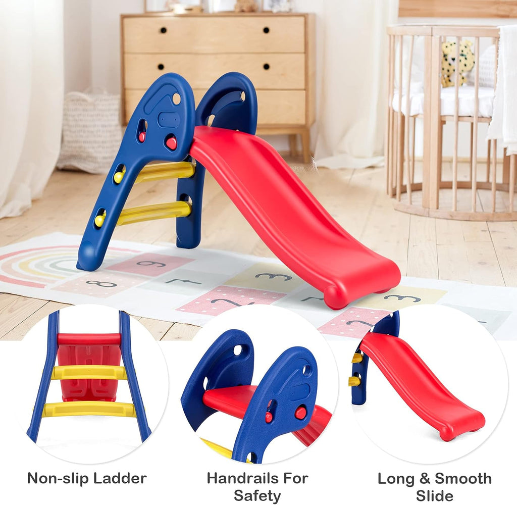 Baby Joy Folding Slide - Indoor Plastic Play Climber for Kids | Safe Ellipse Rail Design