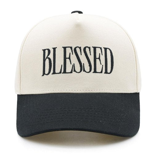 YQZUWUXE Blessed Trucker Hat, Vintage Embroidered Christian Baseball Caps for Men & Women, Trendy Religious/Birthday Gifts Black/Beige