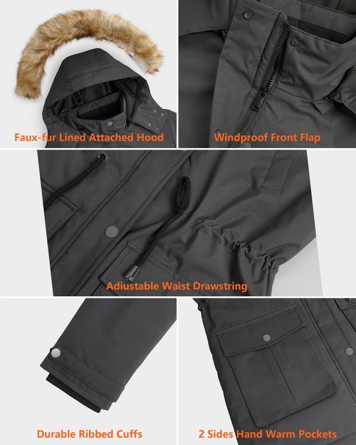 Graphene Heated Parka Jacket Women Rechargeable Battery Pack 18400 mAh Winter Warming Waterproof Electric Heating Coat with Detachable Hood, Black2025, XL, Mom Grandma Sister Wife Birthday Gift