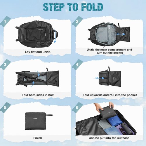 G4Free Packable Hiking Backpack 20L Lightweight Foldable Travel Daypack with Thickened Back Panel for Men Women(Black)