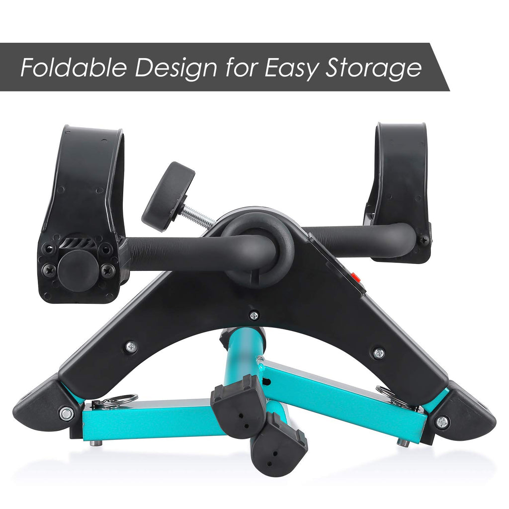 Uten Folding Pedal Exerciser, Under Desk Bike Pedal Exerciser, Mini Under Desk Exercise Bike Foot Hand Cycle Portable, Arm and Leg Exercise Peddler Machine with LCD Monitor, Leg Exercise Equipment