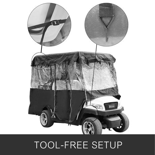 Happybuy Golf Cart Enclosure, Polyester Driving Enclosure, Club Car Covers Universal Fits for 2+2 Passenger Golf Carts, Sunproof and Dustproof Outdoor Cart Cover