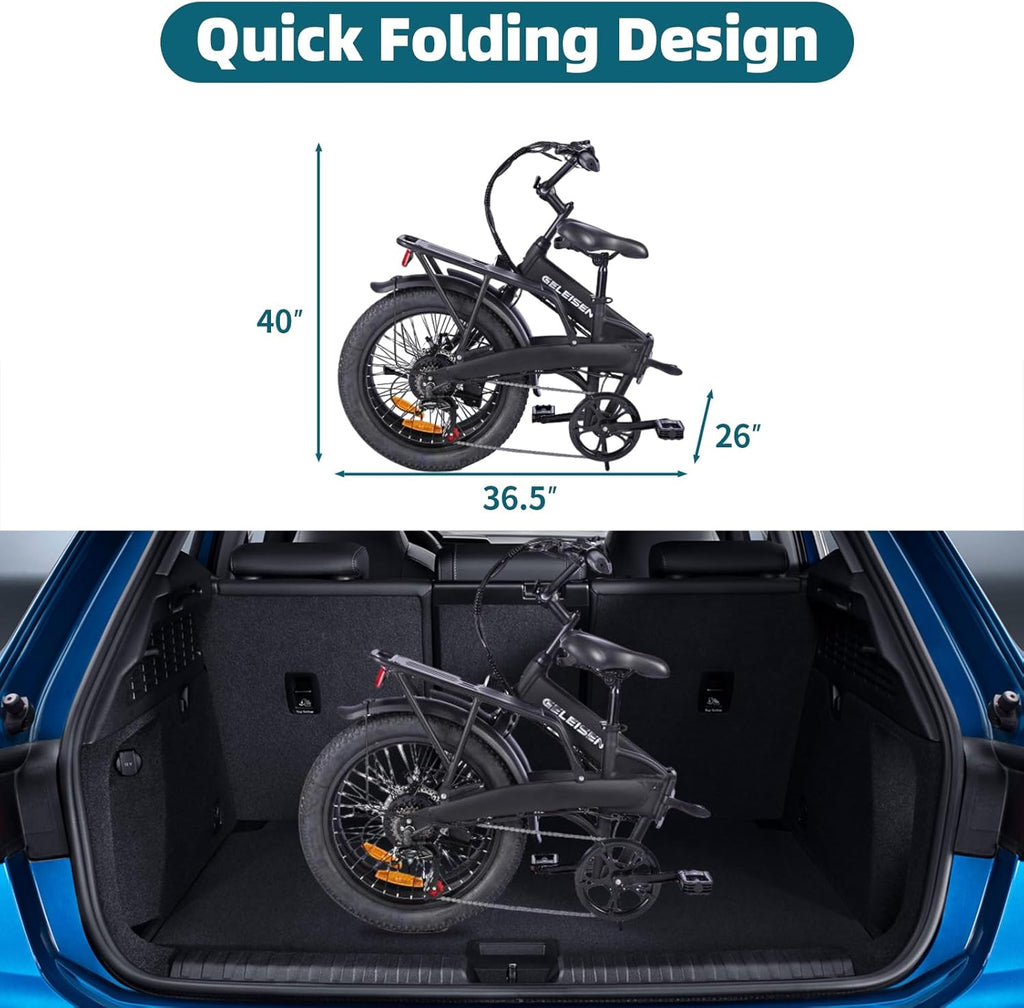 Skiennix Folding Electric Bike - 20" Fat Tire Ebike with 374.4Wh Battery & LCD Display | 20MPH Speed, 6 Gears