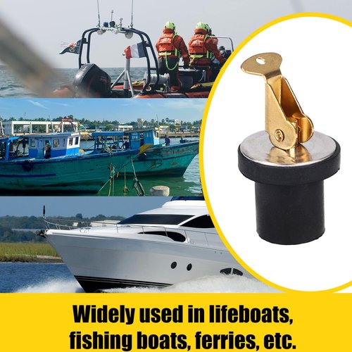 4pcs Boat Plugs 3/4in, Brass Boat Bait Well Drain Plug with Rubber Snap Lock for Yacht Kayak Fishing Bait Tank Livewell & Marine Applications