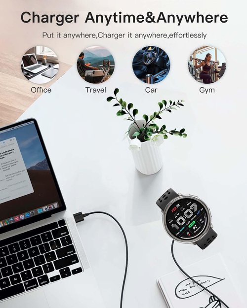 (2 Pack) Charger Cable for Amazfit Active 2/Amazfit Active 2 Square,Replacement Magnetic Charging Cable for Amazfit Active 2 Square/Amazfit Active 2, Magnetic Fast Charging,3.3ft