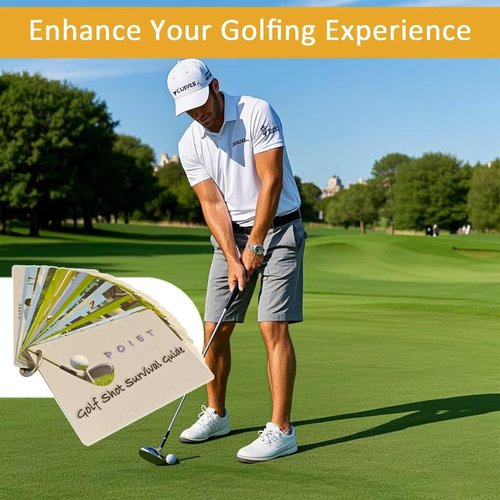 Golf Reference Cards | Pocket Survival Guide and Golf Instruction Booklet | Compact Waterproof PVC Cards for Troublesome Shots | Improve Your Game Instantly | Perfect for Beginners & Pros