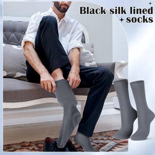 Croloose 4 Pairs Silk Liner Socks Ultra-lightweight Hiking Liners Calf Sweat Absorption Socks for Adult(Gray,L)