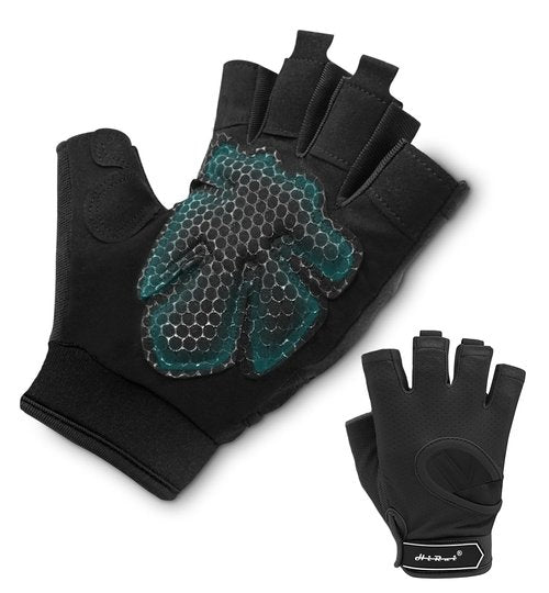 HiRui Workout Gloves for Men Women Kids, Ventilated Exercise Gloves Cycling Gloves with Full Palm Silicone Padding for Fitness Tennis Weightlifting Gym Training (Black, M)