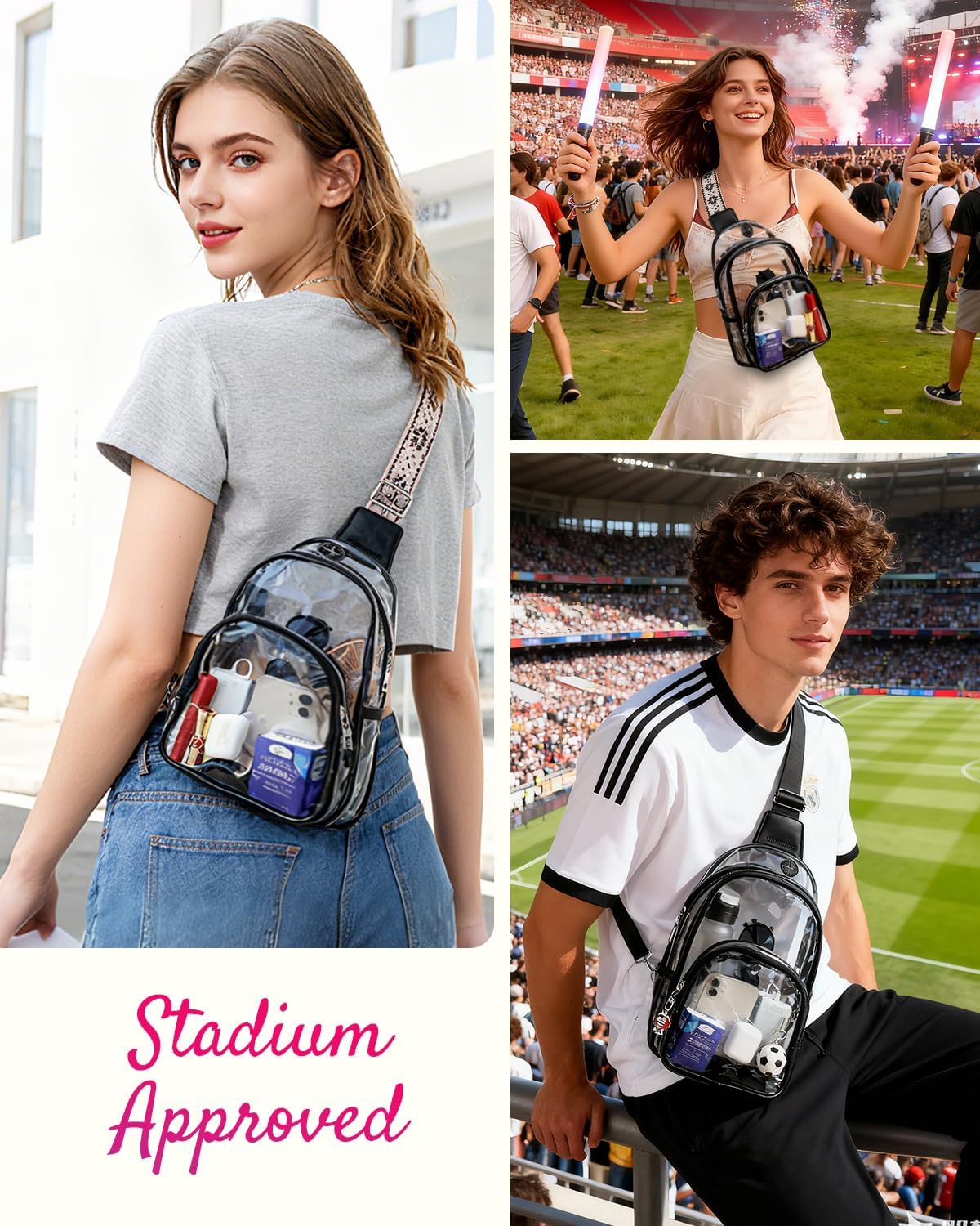 Skiennix Clear Stadium Bag - Small Crossbody Sling for Sports Events & Concerts