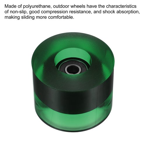 PATIKIL 60mm Longboard Wheels with Bearings ABEC-9, 4 Pack Street Wheels for Skateboards Cruiser Wheel Replacement 80A, Clear Green Black