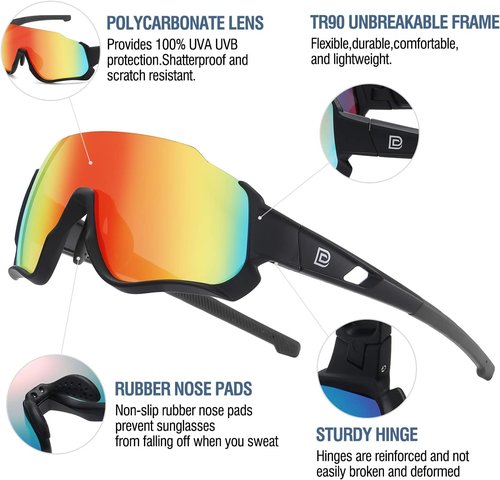 DUCO Kids Sunglasses - Polarized 4 Lenses for Youth Baseball & Cycling | Stylish Shades for Boys & Girls