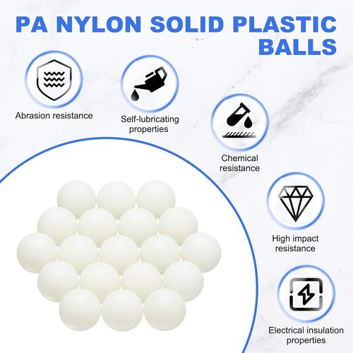 M METERXITY Nylon Precision Bearing Balls - 20-Pack Solid Plastic Balls, 0.75In (19.05mm) for DIY Crafts