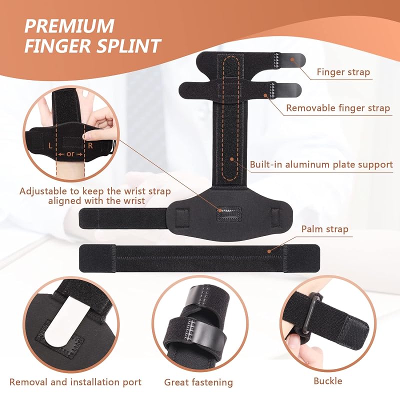 Two-Finger Trigger Finger Splint with Aluminum Support, S/M - Reversible Hand Immobilizer
