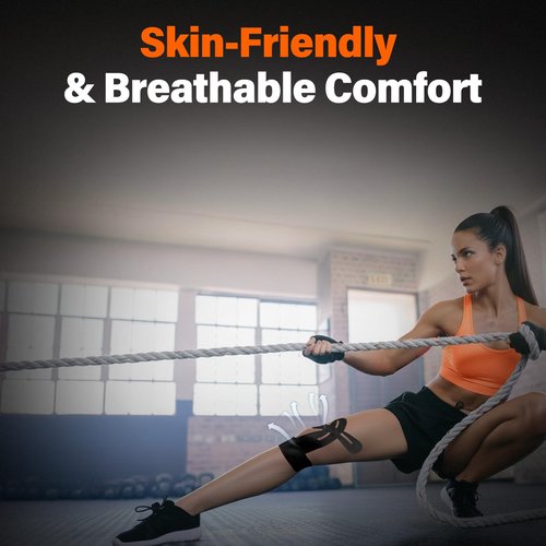 14 Pcs Precut Kinesiology Tape for Knees - Knee Support & Stability, Reduces Pressure Feel, Waterproof, Elastic Strong Adhesive Athletic Tape, Latex-Free, Breathable, for Running, HIIT, Squats