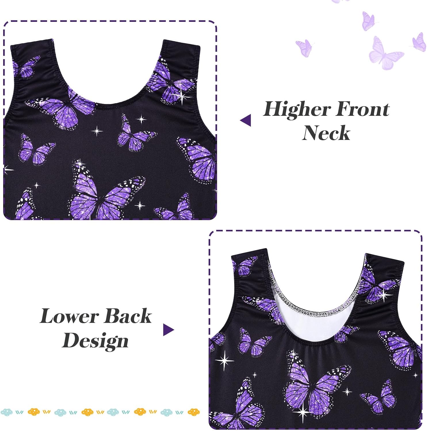Skiennix Gymnastics Leotards for Girls - Mermaid & Leopard Print Biketard with Shorts | 2 Packs