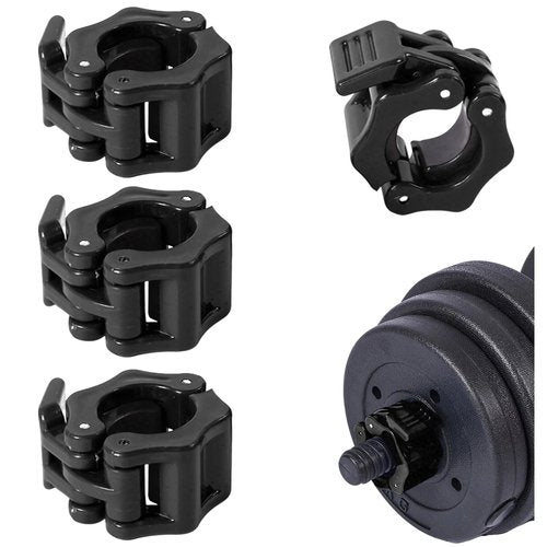 4 Pack Dumbbell Barbell Clamps 30mm, Quick Release Weight Bar Collars, Secure Locking Barbell Clips for Weightlifting, Workout, Strength Training & Fitness Accessories (Black)