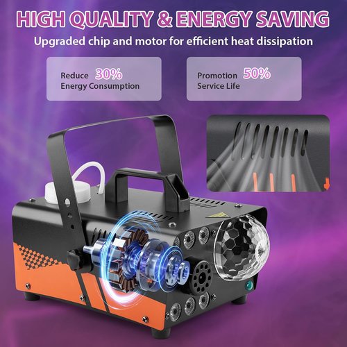 HAKUTA Fog Machine - 3000 CFM Smoke Machine with Disco Ball & LED RGB Lights | Perfect for Parties & Events