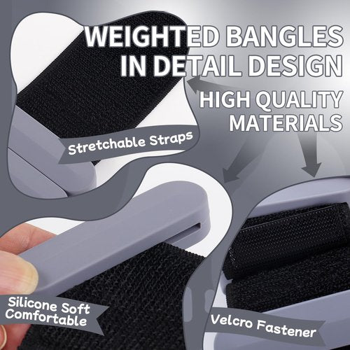Wrist Weights – Adjustable Ankle Wrist Weights for Women & Men – Set of Weighted Bangles 2 lbs (1 lb Each) | Arm and Leg Weights for Pilates, Yoga, Running & Walking (Grey)