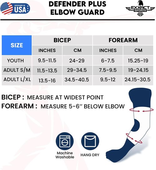 Exxact Sports Defender Plus Baseball Elbow Guard - Adjustable Youth & Adult Softball Protection