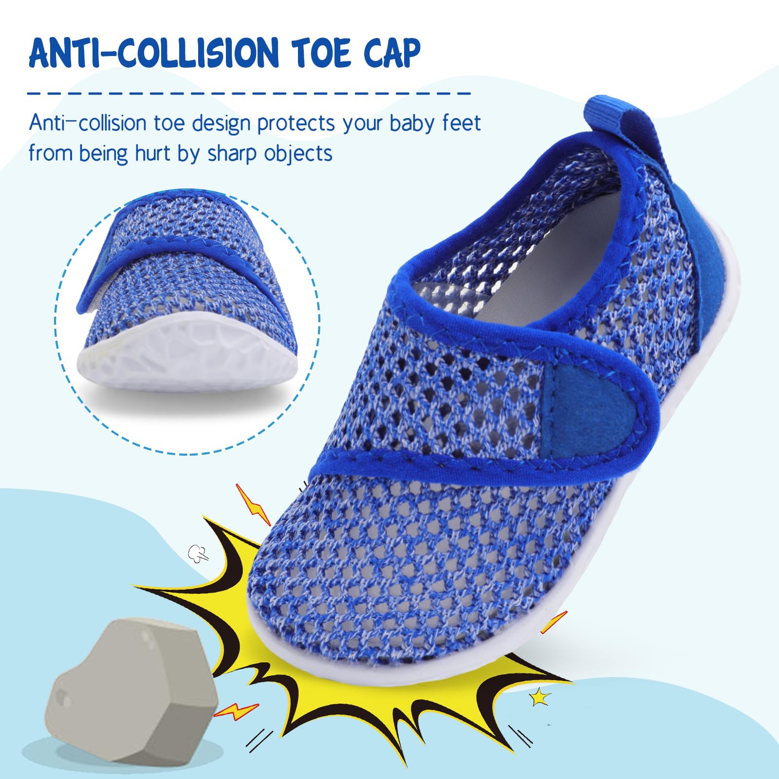 LeIsfIt Toddler Water Shoes Girls Boys Swim Shoes Kids Quick-Dry Breathable Aqua Socks Lightweight Non-Slip Barefoot Beach Shoe, Dark Blue, 9 Toddler